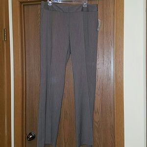 Brown pinstripe trousers